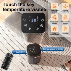 Portable Electric Heater PTC Ceramic Fast Heating Low Noise Smart Remote Touchscreen Hot and Cold Fan For Home Bedroom Office
