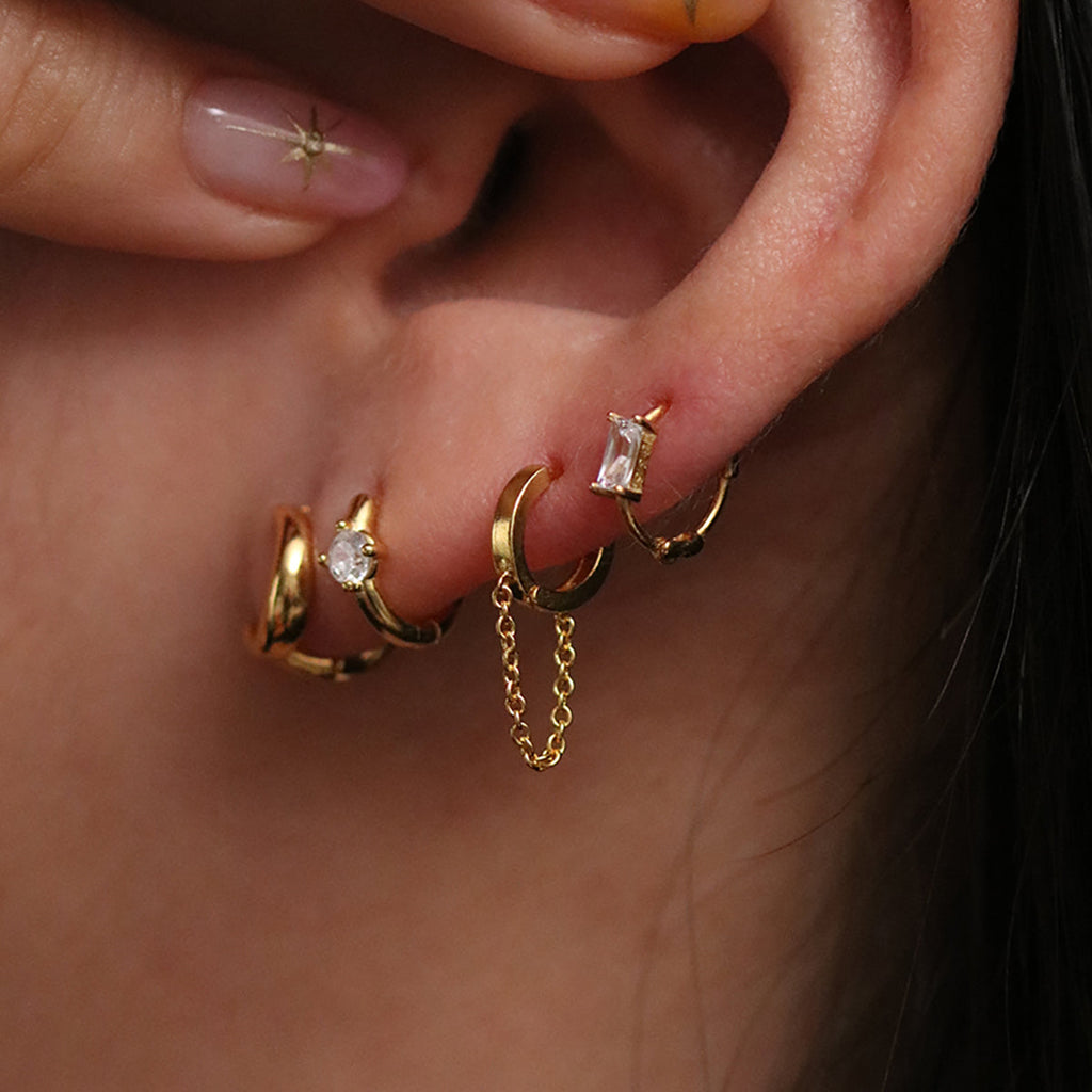 Single Cubic Huggie Earring