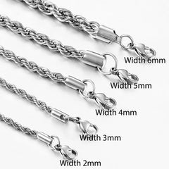 High Quality 2/3/4/5MM Classic Twisted Rope Chain Stainless Steel Necklace No Fade Fashion Jewelry Accessories For Men Women