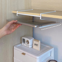 Laptop stand for Notebook Pad Tablet Book, Dormitory Desktop Organizer Student Hanging Basket Under Desk Iron Layered Shelf