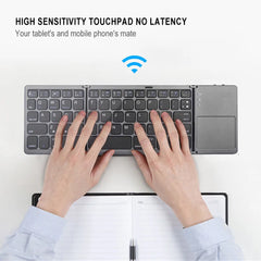 VONTAR Portable Folding Russian Wireless keyboard BT Rechargeable BT Touchpad Keypad for IOS/Android/Windows ipad Tablet