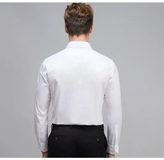Men's Classic Long Sleeve Standard-fit Dress Shirts Formal Business Social Simple Basic Design White Work Office Casual Shirt