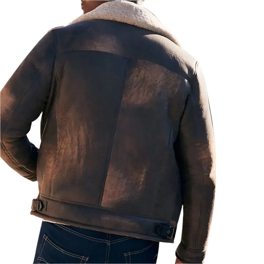 Shearling Sheepskin Bomber Moto Jacket