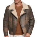 Shearling Sheepskin Bomber Moto Jacket